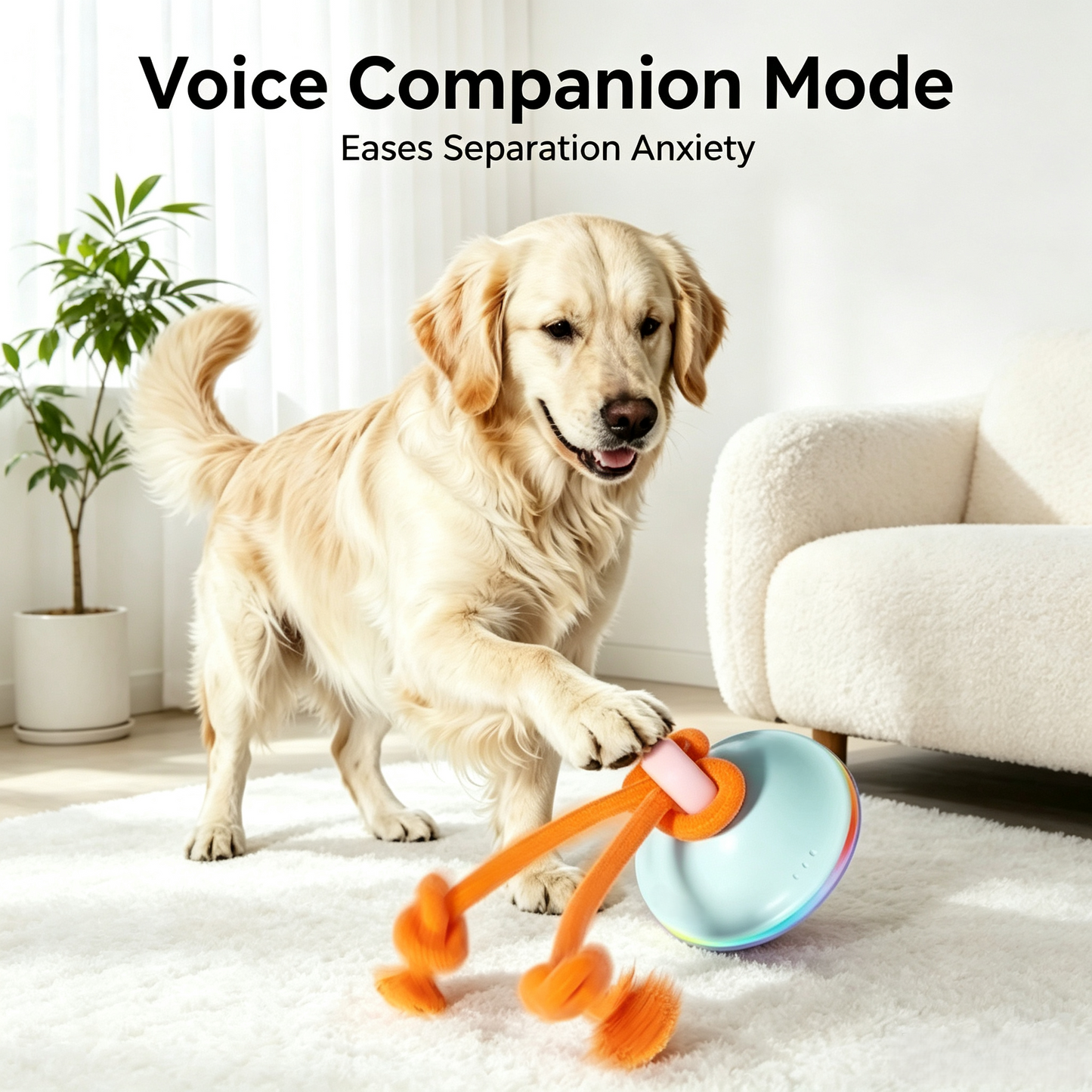 Automatic Interactive Dog Toy, Random Moving Dog Enrichment Toy with Rope for Boredom Relief