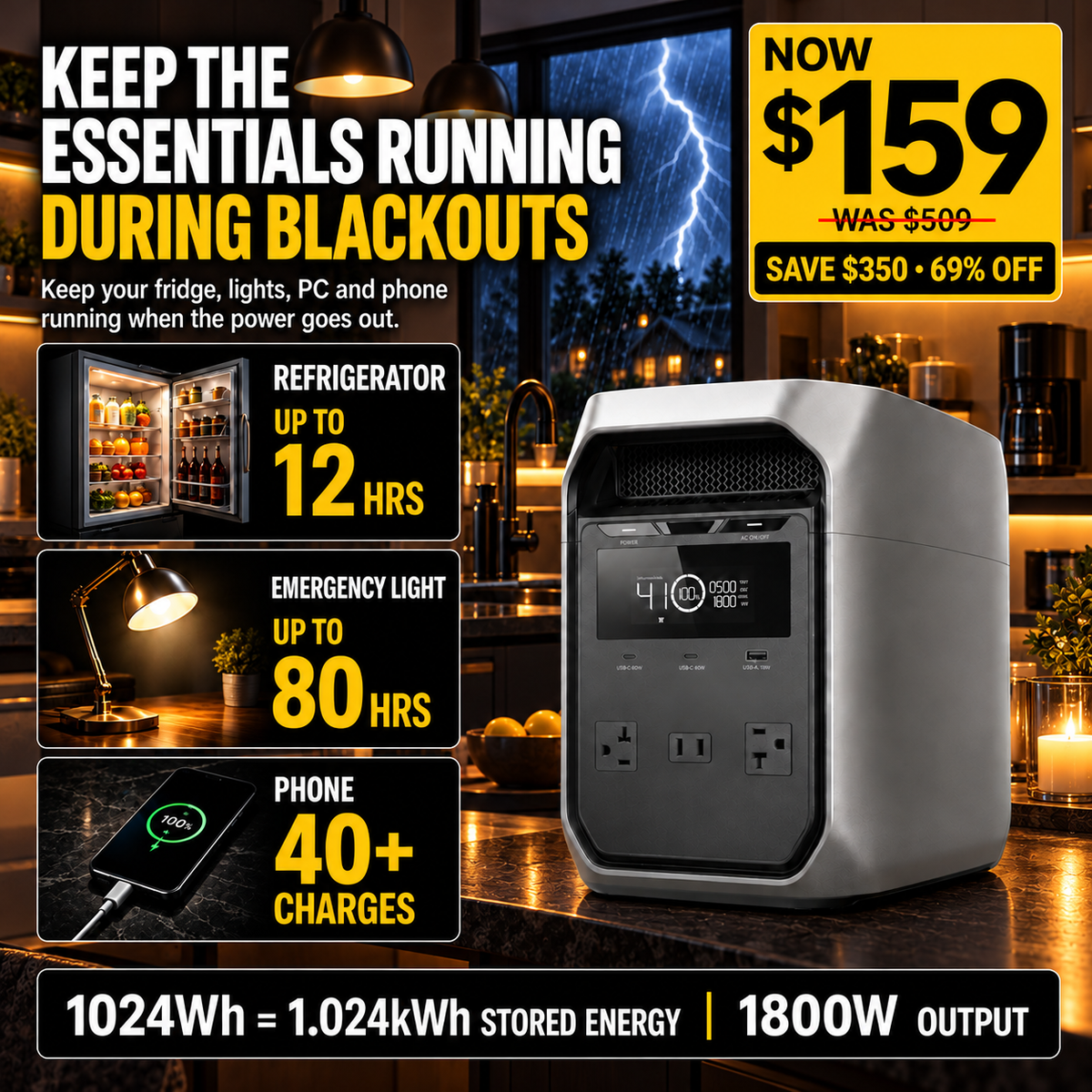 1024Wh Portable Power Station