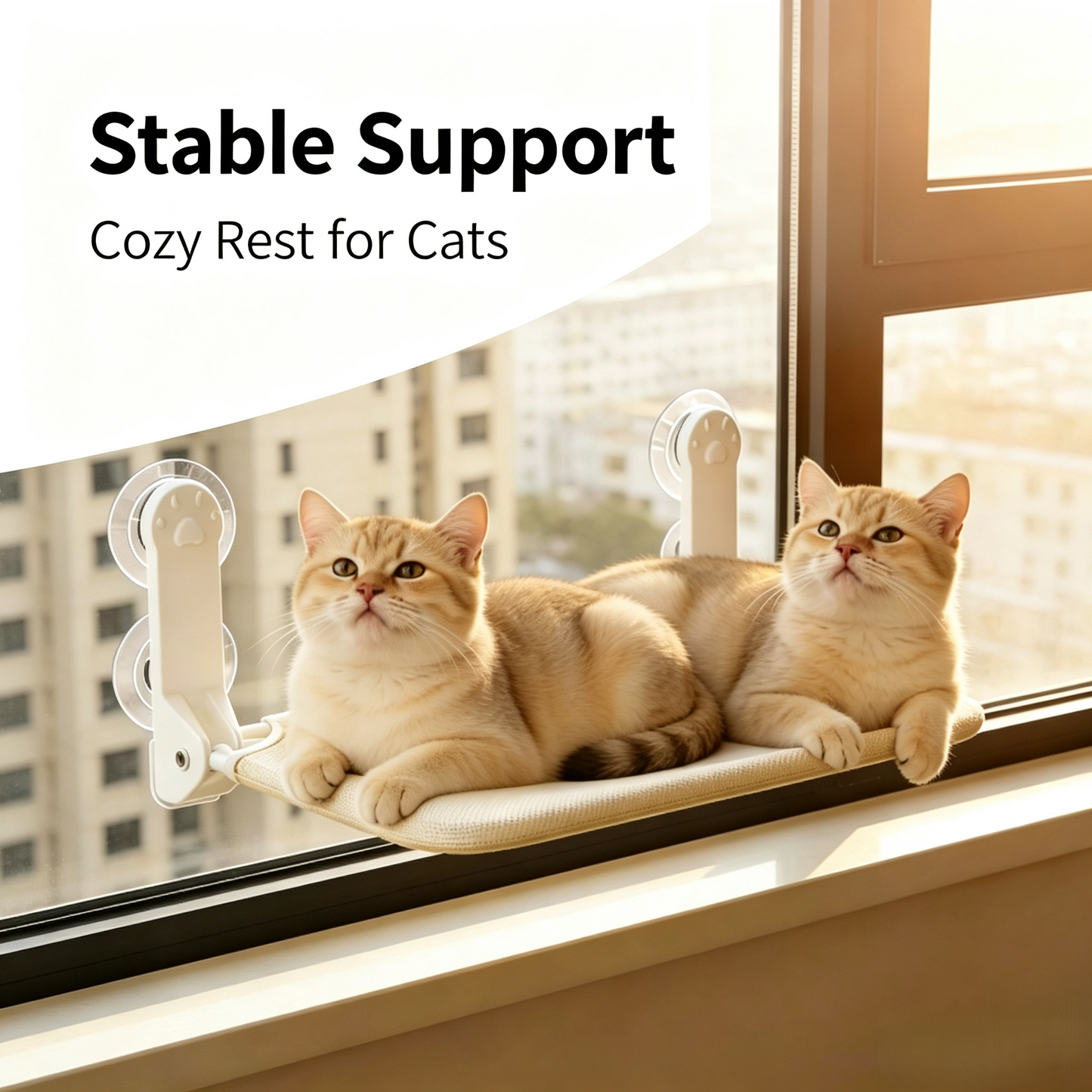 Window Perch Cat Hammock, Suction Cup Mounted Foldable Cat Window Bed for Indoor Cats