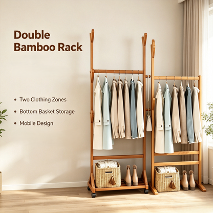 Mobile Heavy‑Duty Garment Rack, Multi‑Functional Clothes Rack with Wheels