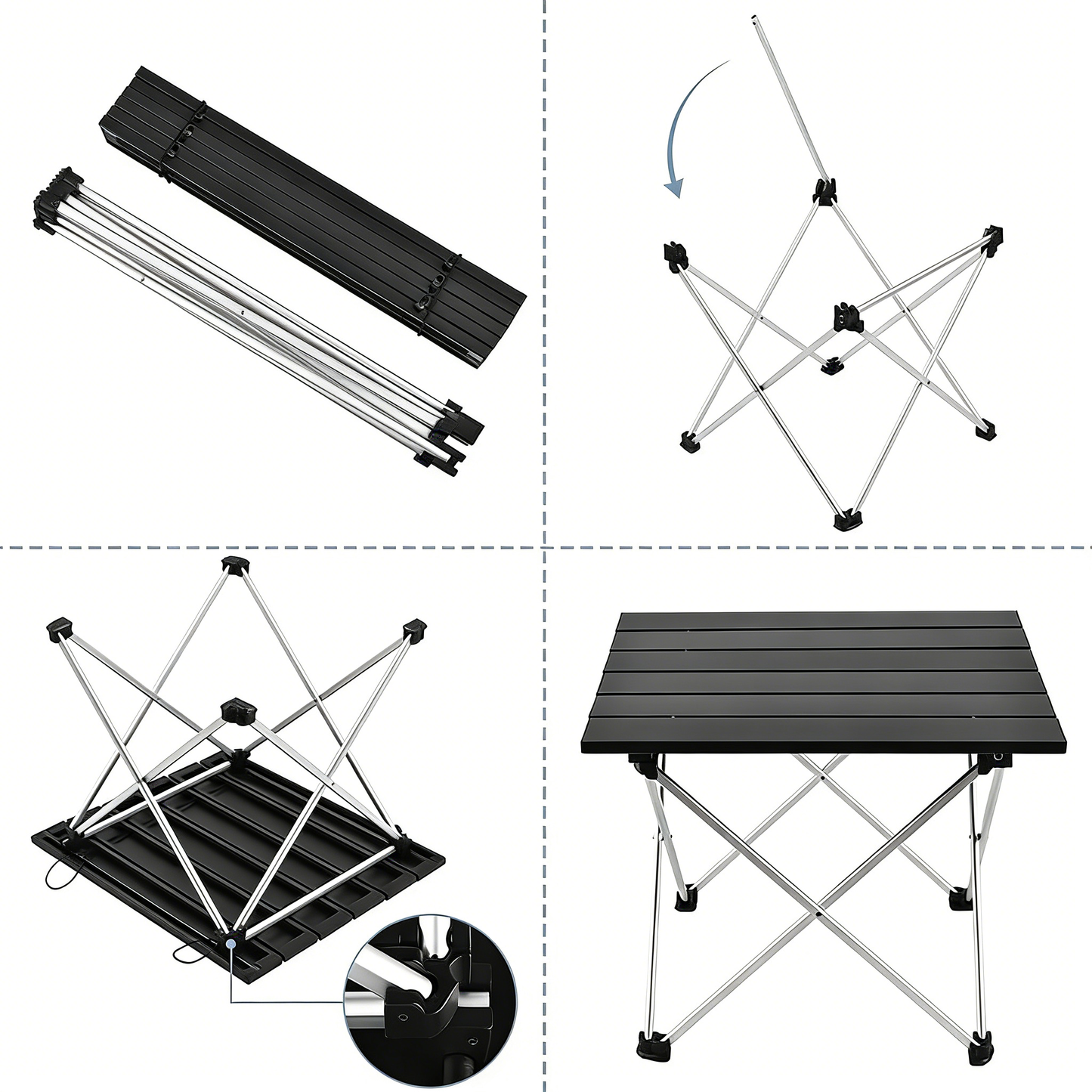 Ultralight Folding Camping Table with Aluminum Top, Portable Low Table