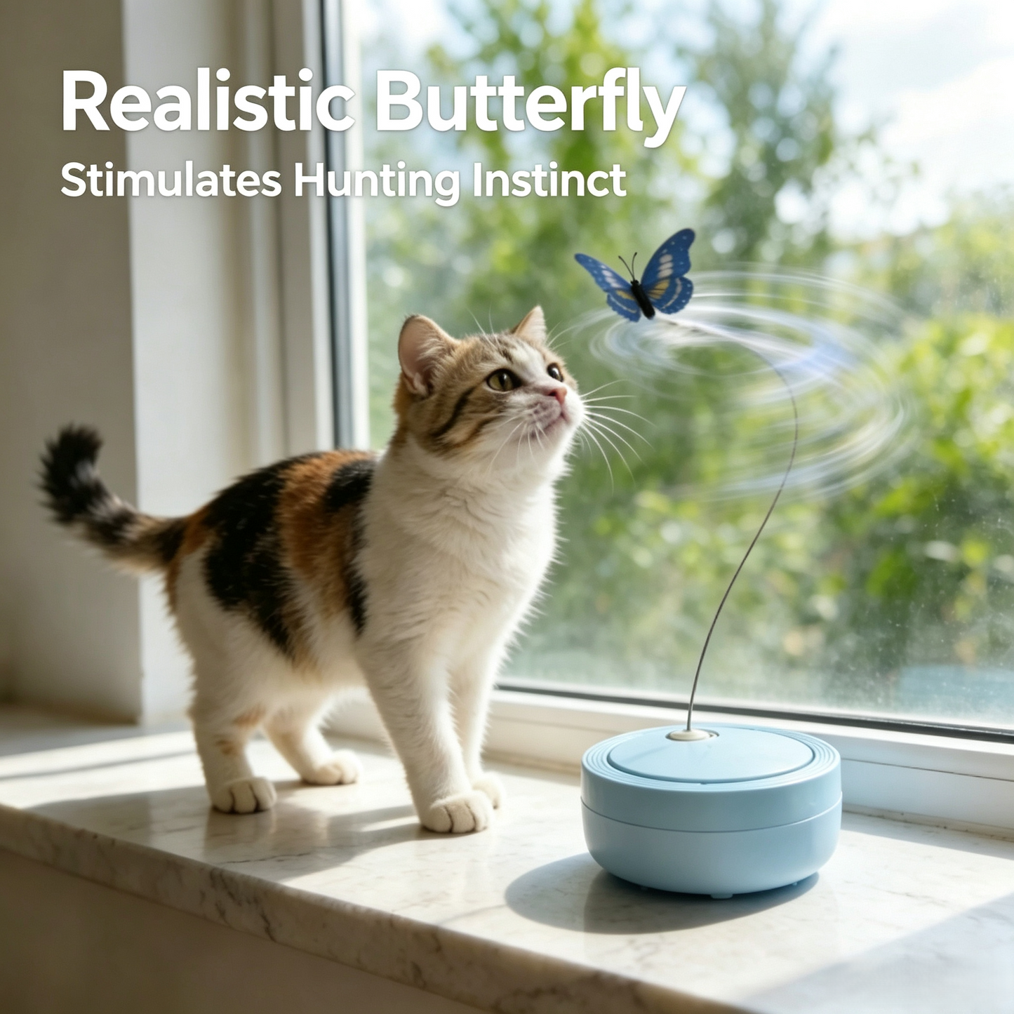 Automatic Rotating Butterfly Cat Toy, Hands‑Free Interactive Cat Teaser for Indoor Cats