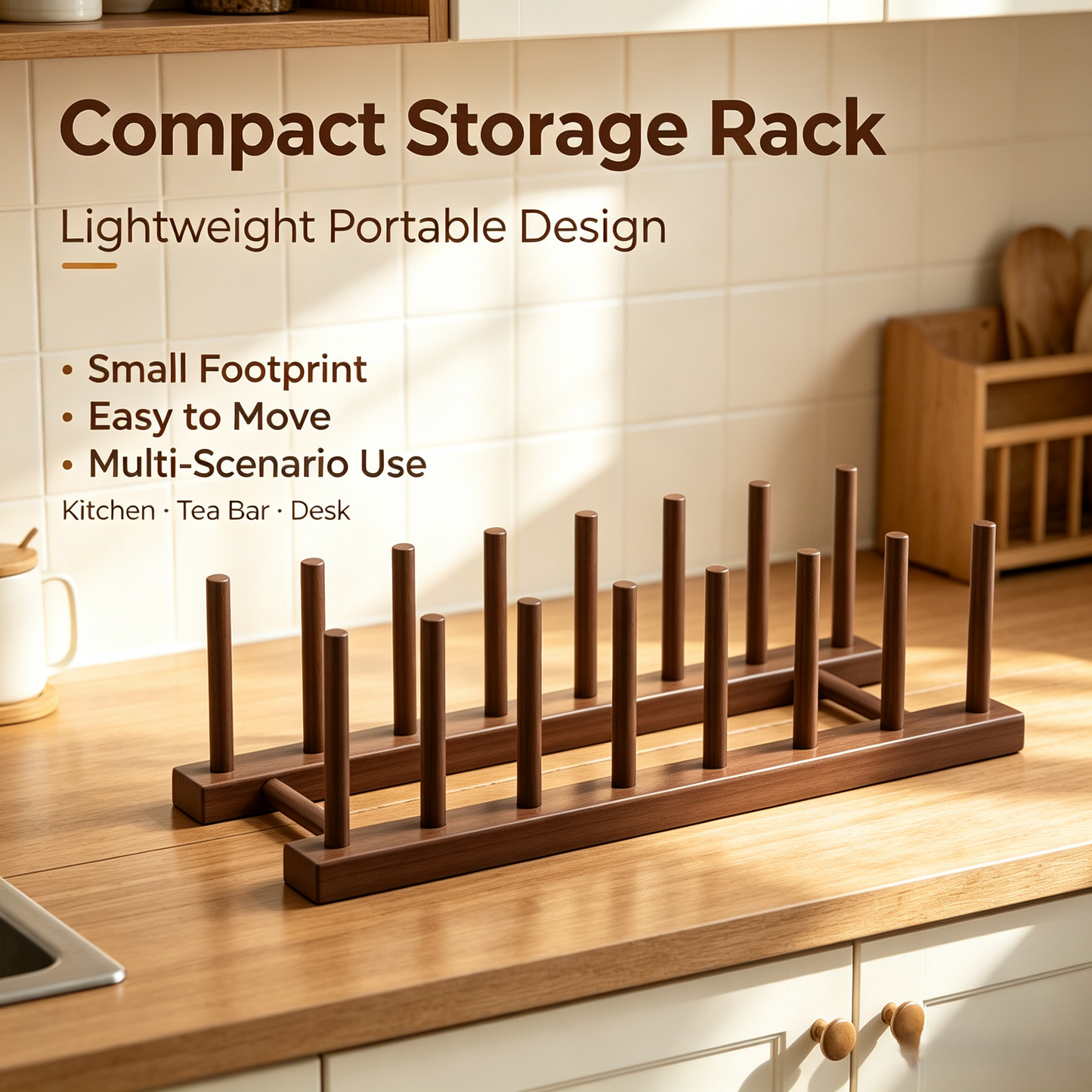 Bamboo Dish Rack, Countertop Plate &amp; Cup Organizer