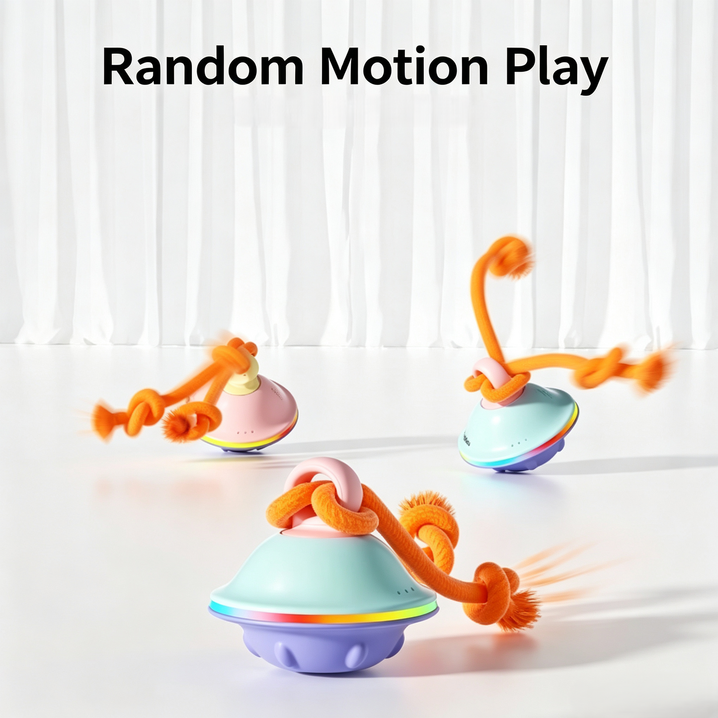 Automatic Interactive Dog Toy, Random Moving Dog Enrichment Toy with Rope for Boredom Relief
