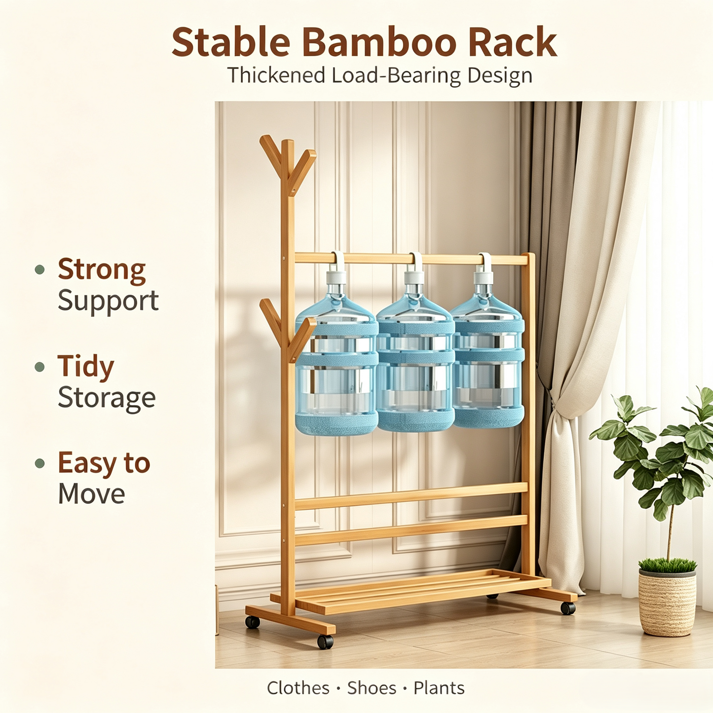Mobile Heavy‑Duty Garment Rack, Multi‑Functional Clothes Rack with Wheels