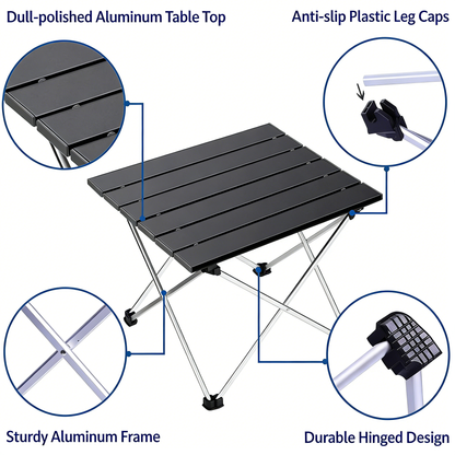 Ultralight Folding Camping Table with Aluminum Top, Portable Low Table